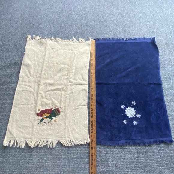 Christmas Set Of‎ 12 Assorted Holiday Hand Towels Festive Embroidery Appliqué - Picture 2 of 13